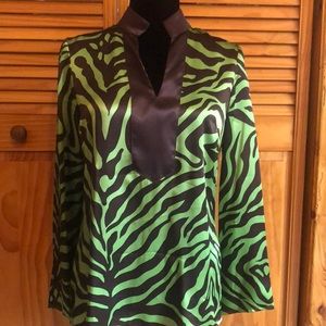 INC animal print silk blouse
